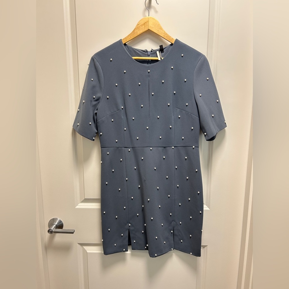 Topshop Gray Dress with Pearl Details